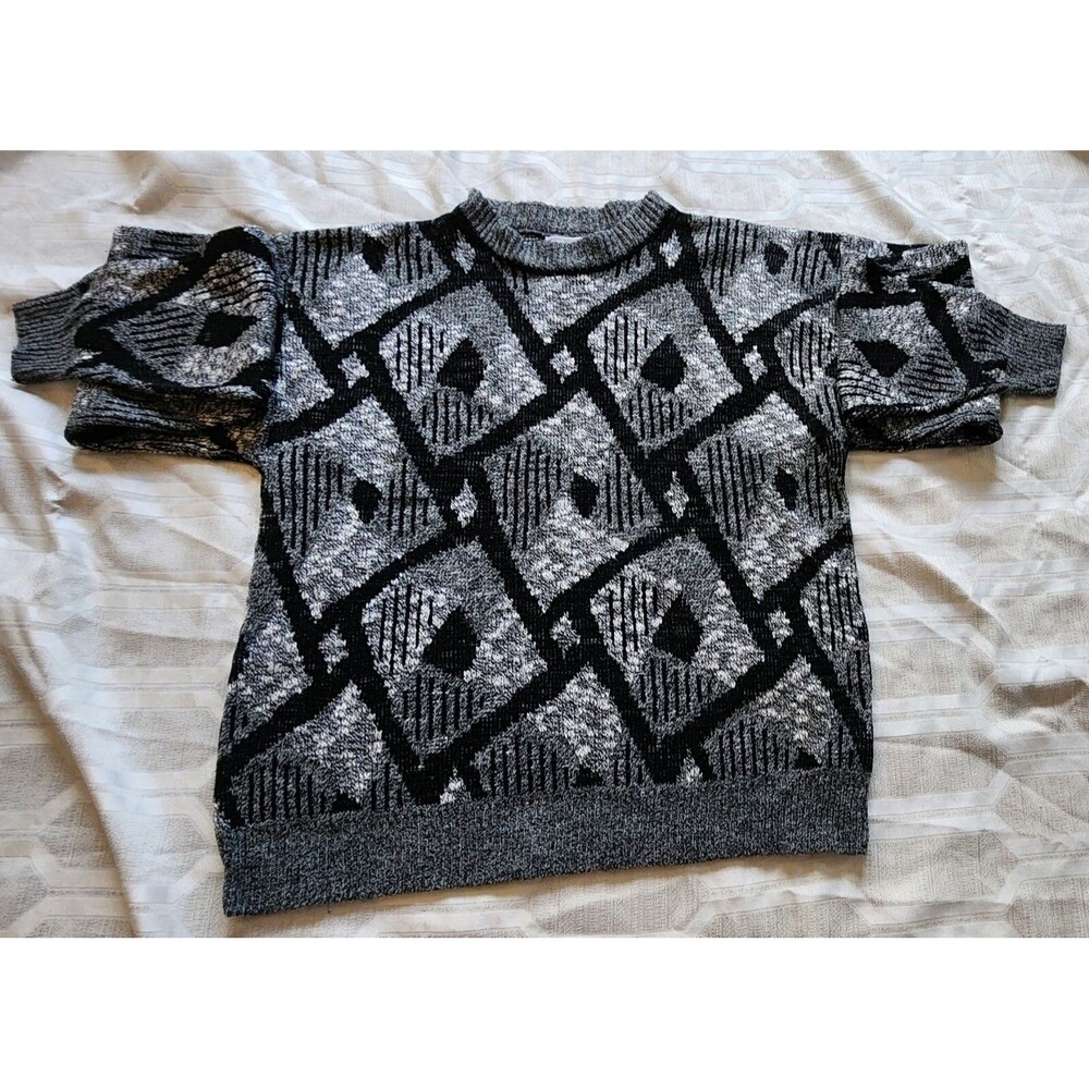 Le Tigre Mens Sweater Large Diamond Pattern 80's Vintage